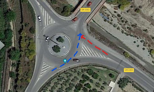Riesgo accidente en rotonda en Las Gabias